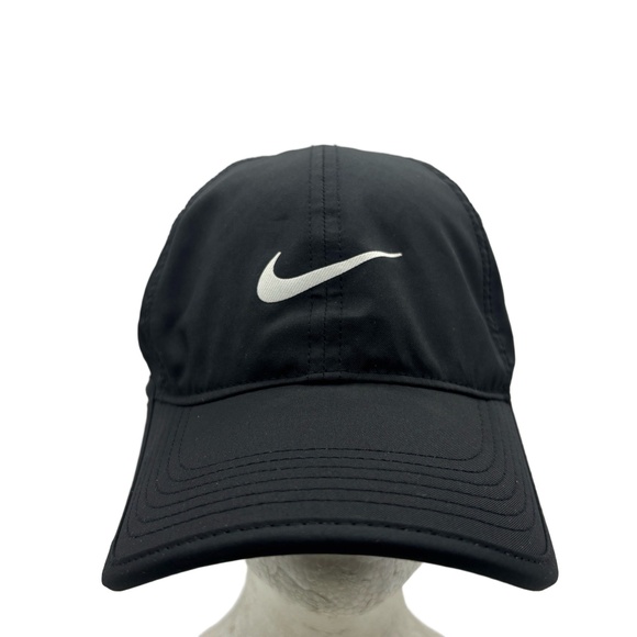 Nike Featherlight Dri-Fit Black Adjustable Hat Running Cap Lightweight Unisex - Picture 2 of 9